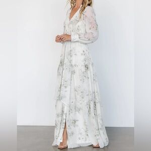 Baltic Born White & Sage Green Floral Maxi Dress